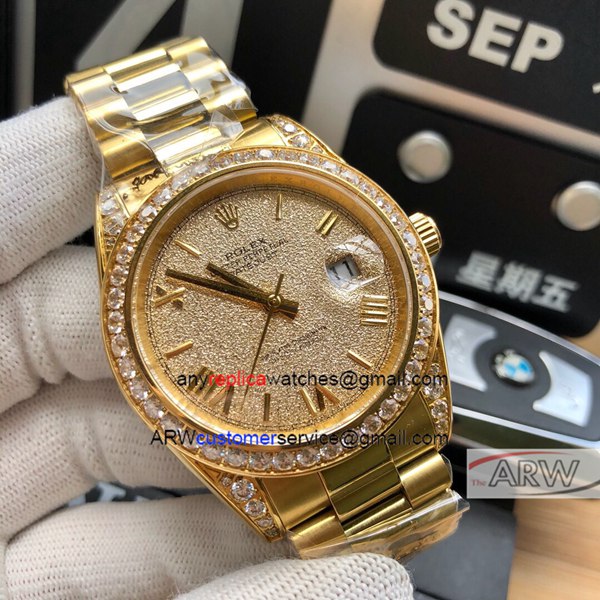 New Fake Rolex Datejust 41mm Yellow Gold Diamond Watch